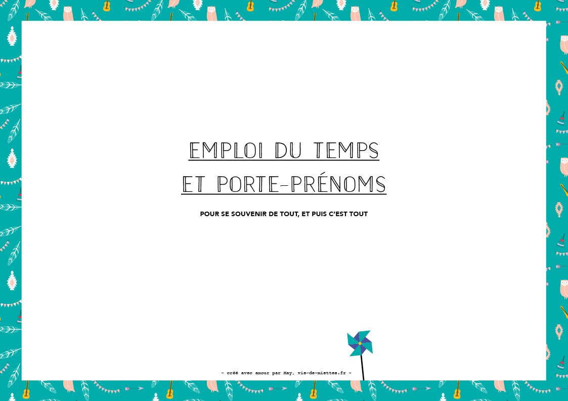 emploi du temps par vie de miettes