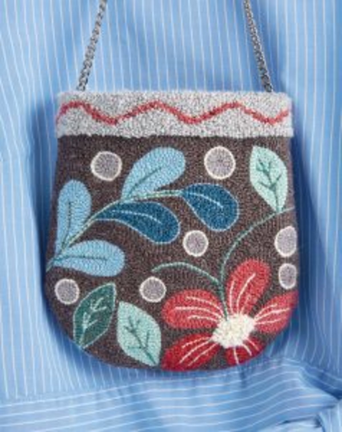 punch needle sac bleu