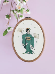 motif broderie manga geisha